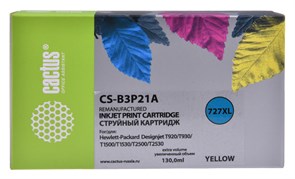 Струйный картридж Cactus CS-B3P21A (HP 727) желтый увеличенной емкости для HP DesignJet T920 ePrinter (CR354A), T930, T1500 ePrinter (CR356A), T1500 PostScript (CR357A), T1530, T2500 eMFP (CR358A), T2530 (130 мл) Струйный картридж Cactus CS-B3P21A (HP 727) желтый увеличенной емкости для HP DesignJet T920 ePrinter (CR354A), T930, T1500 ePrinter (CR356A), T1500 PostScript (CR357A), T1530, T2500 eMFP (CR358A), T2530 (130 мл)