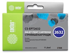 Струйный картридж Cactus CS-EPT2632 (26XL) голубой для принтеров Epson Expression Premium XP-600, XP-700, XP-710, XP-800, XP-820 (11,6 мл) Струйный картридж Cactus CS-EPT2632 (26XL) голубой для принтеров Epson Expression Premium XP-600, XP-700, XP-710, XP-800, XP-820 (11,6 мл)