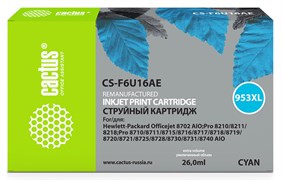 Струйный картридж Cactus CS-F6U16AE (HP 953XL) голубой увеличенной емкости для HP OfficeJet 7720 Pro, 7730 Pro, 7740 Pro, 8210 Pro, 8218 Pro, 8710 Pro, 8715 Pro, 8716 Pro, 8720 Pro, 8725 Pro, 8728 Pro, 8730 Pro, 8740 Pro (26 мл) Струйный картридж Cactus CS-F6U16AE (HP 953XL) голубой увеличенной емкости для HP OfficeJet 7720 Pro, 7730 Pro, 7740 Pro, 8210 Pro, 8218 Pro, 8710 Pro, 8715 Pro, 8716 Pro, 8720 Pro, 8725 Pro, 8728 Pro, 8730 Pro, 8740 Pro (26 мл)