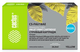 Струйный картридж Cactus CS-F6U18AE (HP 953XL) желтый увеличенной емкости для HP OfficeJet 7720 Pro, 7730 Pro, 7740 Pro, 8210 Pro, 8218 Pro, 8710 Pro, 8715 Pro, 8716 Pro, 8720 Pro, 8725 Pro, 8728 Pro, 8730 Pro, 8740 Pro (26 мл) Струйный картридж Cactus CS-F6U18AE (HP 953XL) желтый увеличенной емкости для HP OfficeJet 7720 Pro, 7730 Pro, 7740 Pro, 8210 Pro, 8218 Pro, 8710 Pro, 8715 Pro, 8716 Pro, 8720 Pro, 8725 Pro, 8728 Pro, 8730 Pro, 8740 Pro (26 мл)
