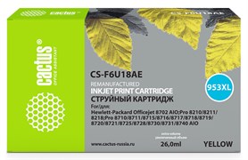 Струйный картридж Cactus CS-F6U18AE (HP 953XL) желтый увеличенной емкости для HP OfficeJet 7720 Pro, 7730 Pro, 7740 Pro, 8210 Pro, 8218 Pro, 8710 Pro, 8715 Pro, 8716 Pro, 8720 Pro, 8725 Pro, 8728 Pro, 8730 Pro, 8740 Pro (26 мл)