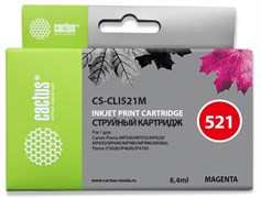 Струйный картридж Cactus CS-CLI521M (CLI-521M) пурпурный для Canon Pixma iP3600, iP4600, iP4600x, iP4700, MP310, MP310x, MP540, MP540X, MP550, MP560, MP620, MP620b, MP630, MP640, MP660, MP980, MP990, MX860, MX870 (8,4 мл)