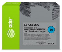 Струйный картридж Cactus CS-C6656A (HP 56) черный для HP DeskJet 450, 5150, 5650, 5850, 9680; OfficeJet 4110, 4215, 5510, 5610, 6110; PhotoSmart 7260, 7350, 7450, 7660, 7760, 7960; PSC 1110, 1210, 1315, 2110, 2210, 2410, 2510 (20 мл)