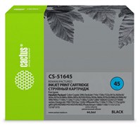 Струйный картридж Cactus CS-51645 (HP 45) черный для HP Color Copier 110, 290; DesignJet 750; DeskJet 930, 950, 970, 980, 990, 1000, 1100, 1180, 1220, 1280, 1600, 6122; OfficeJet g55, k60; PhotoSmart 1215, 1315, p1000; Fax-1220 (44 мл)