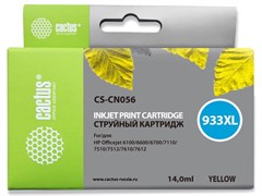 Струйный картридж Cactus CS-CN056 (HP 933XL) желтый увеличенной емкости для HP OfficeJet 6100 (H611a), 6600 (H711a, H711g), 6600 e-AiO, 6700 (H711n), 6700 Premium e-AiO, 7110 WF ePrinter, 7110 (H812a), 7510 e-AiO, 7610 WF e-AiO (14 мл)