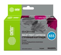 Струйный картридж Cactus CS-CZ111AE (HP 655) пурпурный для HP DeskJet Ink Advantage 3525, Ink Advantage 4615, Ink Advantage 4625, Ink Advantage 5520 series, Ink Advantage 5525, Ink Advantage 6525 (14,6 мл)