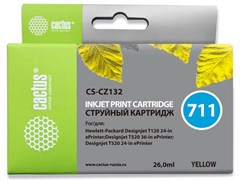 Струйный картридж Cactus CS-CZ132 (HP 711) желтый увеличенной емкости для HP DesignJet T120, T520 A0, T520 A1 (26 мл) Струйный картридж Cactus CS-CZ132 (HP 711) желтый увеличенной емкости для HP DesignJet T120, T520 A0, T520 A1 (26 мл)