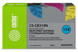 Струйный картридж Cactus CS-CB319N (HP 178) пурпурный для HP DeskJet 3070A B611, 3522; PhotoSmart 5510 B111, 5520, 7520, B010, B110, B209, B210, B8553, C309, C310, C410, C5300, C5380, C5383, C6383, D5460, D5463 (5 мл)