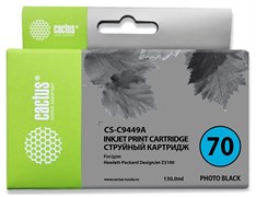 Струйный картридж Cactus CS-C9449A (HP 70) фото-черный для HP DesignJet Z2100, Z2100gp, Z3100, Z3100gp, Z3100ps gp, Z3200, Z3200ps, Z5200, Z5400 ePrinter, Z5400ps PostScript (130 мл)