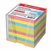 Блок для записей цветной Brauberg в прозрачной подставке, (куб 9х9х9 см)