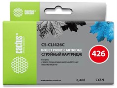 Струйный картридж Cactus CS-CLI426C (CLI-426C) голубой для Canon Pixma iP4840, iP4940, iX6540, MG5140, MG5240, MG5340, MG6140, MG6240, MG8140, MG8240, MX714, MX884, MX894 (8,4 мл)