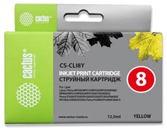 Струйный картридж Cactus CS-CLI8Y (CLI-8Y) желтый для Canon Pixma iP4200, iP4300, iP4500, iP5100, iP5300, iP6600, iP6700, iP7500, iP7600, MP500, MP530, MP600, MP800, MP810, MP830, MP950, MP970, MX850, PRO-9000 (12 мл)