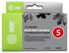 Струйный картридж Cactus CS-PGI5BK (PGI-5BK) черный для Canon Pixma iP3300, iP3500, iP4200, iP5200, iP5200r, iP5300, iP7500, iP7600, iX4000, iX5000, MP500, MP510, MP520, MP600, MP800,MP950, MP960, MP970, MX700, MX850 (23,6 мл)