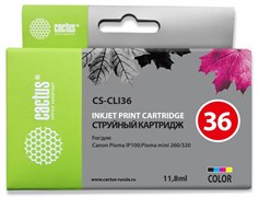 Струйный картридж Cactus CS-CLI36 (CLI-36) цветной для Canon Pixma iP100, iP110, Mini 260, Mini 320 (11,8 мл) Струйный картридж Cactus CS-CLI36 (CLI-36) цветной для Canon Pixma iP100, iP110, Mini 260, Mini 320 (11,8 мл)