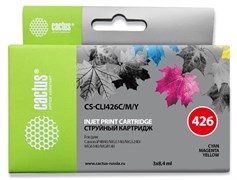 Струйный картридж Cactus CS-CLI426C/M/Y (CLI-426CMY) цветной для Canon Pixma iP4840, iP4940, iX6540, MG5140, MG5240, MG5340, MG6140, MG6240, MG8140, MG8240, MX714, MX884, MX894 (3 x 8,4 мл) Струйный картридж Cactus CS-CLI426C/M/Y (CLI-426CMY) цветной для Canon Pixma iP4840, iP4940, iX6540, MG5140, MG5240, MG5340, MG6140, MG6240, MG8140, MG8240, MX714, MX884, MX894 (3 x 8,4 мл)