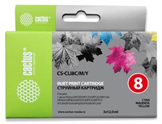 Струйный картридж Cactus CS-CLI8C/M/Y (CLI-8) цветной для Canon Pixma iP3300, iP3500, iP4200, iP4200x, iP4300, iP4500, iP4500x, iP5200, iP5200r, iP5300, iP6600, iP6600d, iP6700, iP6700d, iX4000, iX5000, MP500, MP510 (3 x 12 мл) Струйный картридж Cactus CS-CLI8C/M/Y (CLI-8) цветной для Canon Pixma iP3300, iP3500, iP4200, iP4200x, iP4300, iP4500, iP4500x, iP5200, iP5200r, iP5300, iP6600, iP6600d, iP6700, iP6700d, iX4000, iX5000, MP500, MP510 (3 x 12 мл)