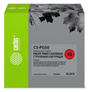 Струйный картридж Cactus CS-PG50 (PG-50) черный для Canon Fax JX200, JX210, JX500, JX510; Canon Pixma iP2200, iP2400, MP150 MultiPass, MP160 MultiPass, MP170 MultiPass, MP180, MP450 MultiPass, MP460, MX300, MX310 (18 мл)