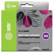 Струйный картридж Cactus CS-LC980M (LC980M) пурпурный для принтеров Brother DCP-145c, 163c, 165c, 167c, 195c, 197c, 365cn, 375cw, 377cw, MFC-250c, 255cw, 257cw, 290c, 295cn, 297c (16 мл)