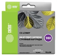 Струйный картридж Cactus CS-LC980Y (LC980Y) желтый для принтеров Brother DCP-145c, 163c, 165c, 167c, 195c, 197c, 365cn, 375cw, 377cw, MFC-250c, 255cw, 257cw, 290c, 295cn, 297c (16 мл)