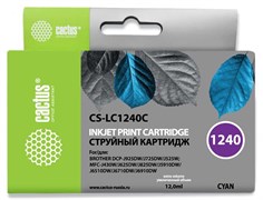 Струйный картридж Cactus CS-LC1240C (LC1240C) голубой для принтеров Brother DCP-J525w, J725dw, J925dw, MFC-J430w, J625dw, J825dw, J5910dw, J6510dw, J6710dw, J6910dw (12 мл) Струйный картридж Cactus CS-LC1240C (LC1240C) голубой для принтеров Brother DCP-J525w, J725dw, J925dw, MFC-J430w, J625dw, J825dw, J5910dw, J6510dw, J6710dw, J6910dw (12 мл)