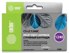 Струйный картридж Cactus CS-LC1240C (LC1240C) голубой для принтеров Brother DCP-J525w, J725dw, J925dw, MFC-J430w, J625dw, J825dw, J5910dw, J6510dw, J6710dw, J6910dw (12 мл)