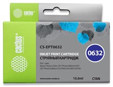 Струйный картридж Cactus CS-EPT0632 (T0632) голубой для принтеров Epson Stylus C67, C67PE, C87, CX3700, CX4100, CX4700, CX5700, CX5700F (10 мл)