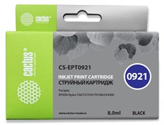 Струйный картридж Cactus CS-EPT0921 (T0921) черный для принтеров Epson Stylus C91, C240, CX4300, T26, T27, TX106, TX109, TX117, TX119 (8 мл)