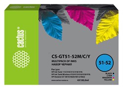 Чернила Cactus CS-GT51-52 черный/голубой/пурпурный/желтый набор для DeskJet GT 5810, 5820, 5812, 5822 (4x100 мл)
