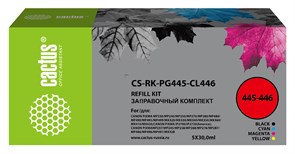 Заправочный набор Cactus CS-RK-PG445-CL446 черный/голубой/пурпурный/желтый набор для Canon Pixma iP2840, MG2440, MG2540, MG2555, MG2940, MG2945, MG3040, MG3050, MX494, TS204, TS304, TS3140, TS3340 (4x30 мл) Заправочный набор Cactus CS-RK-PG445-CL446 черный/голубой/пурпурный/желтый набор для Canon Pixma iP2840, MG2440, MG2540, MG2555, MG2940, MG2945, MG3040, MG3050, MX494, TS204, TS304, TS3140, TS3340 (4x30 мл)