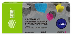 Струйный картридж Cactus CS-EPT05A300 (T05A3) пурпурный для Epson WorkForce Pro WF-C878, C879 (215 мл)