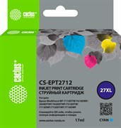 Струйный картридж Cactus CS-EPT2712 (27XL) голубой для Epson WorkForce WF-3620, 3640, 7110, 7210