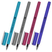 Ручка шариковая Brauberg soft touch sikc &quot;METALLIC&quot;, синяя, мягкое покрытие, корпус ассорти, узел 0,7 мм
