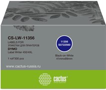 Этикетки Cactus CS-LW-11356 сег.:89x41мм черный белый 300шт/рул Dymo Label Writer 450/4XL