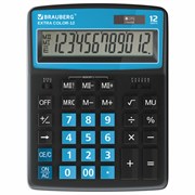 Калькулятор настольный Brauberg Extra Color-12-BKBU (206x155 мм), 12 разрядов, двойное питание, черно-голубой